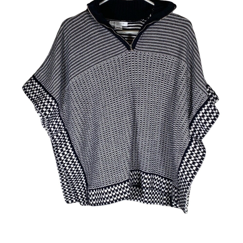 Liz Claiborne stripped Cape/Poncho women's size small petite/ medium petite boho